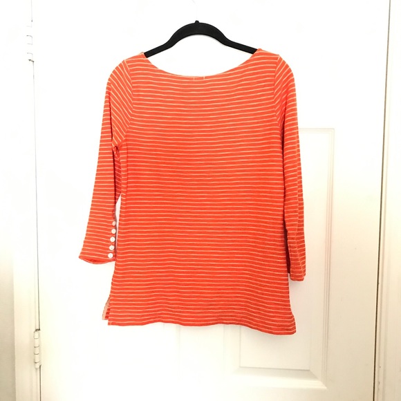 J. Crew orange striped shirt - Picture 3 of 4